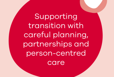 Graphic with words - supporting transition with careful planning, partnerships and person-centred care.
