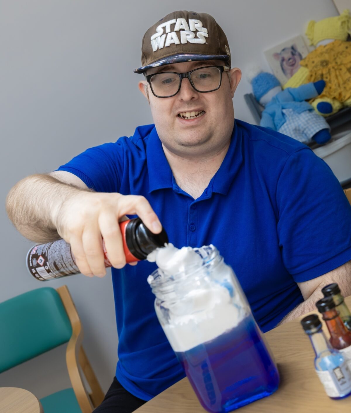 Matthew doing a science experiment