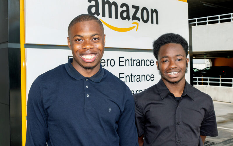 Graduates Timi and Hayden now work at Amazon's LCY2 site