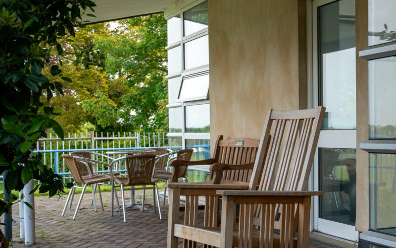 A sheltered seating area at ECL Braintree day centre for people with learning disabilities