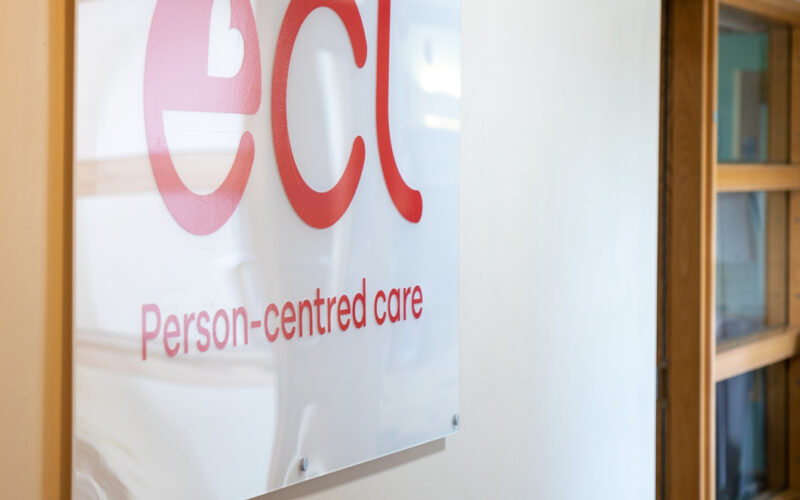 A sign saying ECL - Person-centred care.