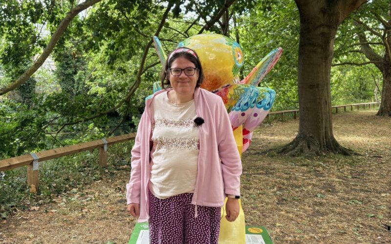 ECL Customer Lorna visiting the Buzz in the City art trail in Chelmsford.