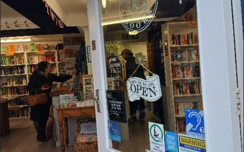 Shot if the inside of the store taken from outside giving a view from the entrance. The photo is to demonstrate that the lighting in the shop sas been replaced with brighter bulbs to help with the transference from outside to inside.