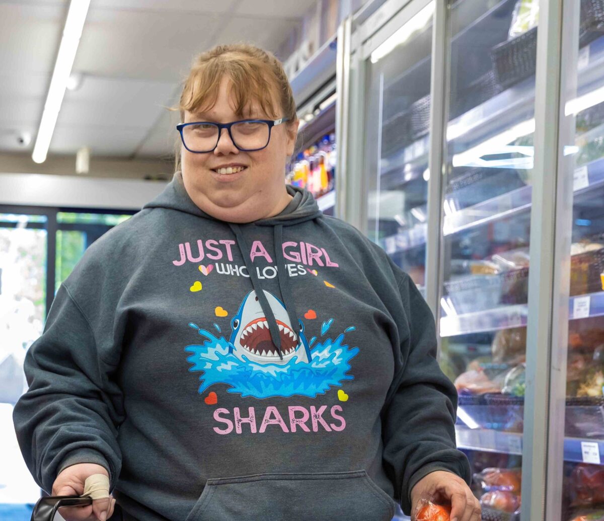 Girl shopping in supermarket