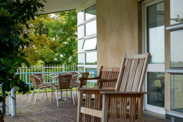 A sheltered seating area at ECL Braintree day centre for people with learning disabilities