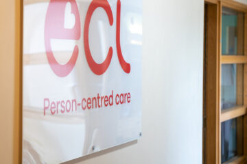 A sign saying ECL - Person-centred care.