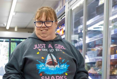 Girl shopping in supermarket