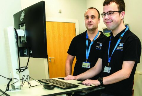 Working on a computer